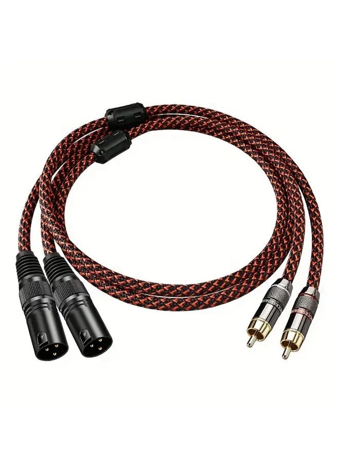 كابل صوتي احترافي من XLR ذكر إلى RCA أنثى 2 متر متوازن من الأكسجين الحر OFC لاستوديو DJ والصوت الحي - Image 1